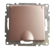 Розетка 1-местная с крышк с защ. штор (механизм) с/з, 250В, 16А, серия Катрин, GLS16-7112-02, шампань  39594  STEKKER