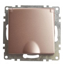 Розетка 1-местная с крышк с защ. штор (механизм) с/з, 250В, 16А, серия Катрин, GLS16-7112-02, шампань  39594  STEKKER