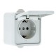 Прага Розетка 1-местная 16А с заземлением с крышкой IP44 белая EKF  EKR16-029-10-44  EKF