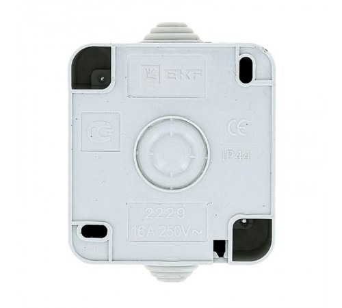 Прага Розетка 1-местная 16А с заземлением с крышкой IP44 белая EKF  EKR16-029-10-44  EKF