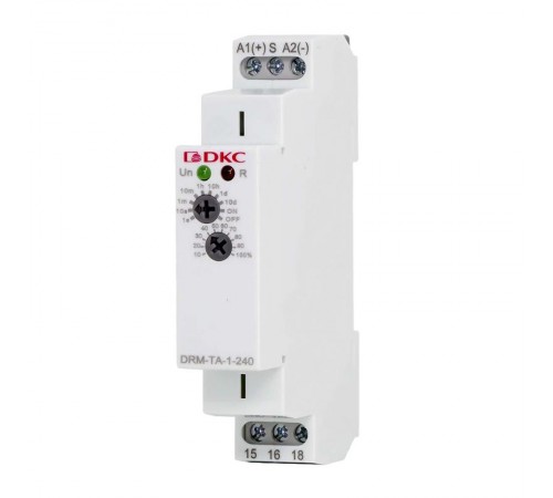 Реле времени, задержка включения, конфигурация контакта 1CO, AС/DC 12-240В  DRM-TA-1-240  DKC