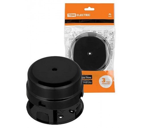 Коробка распаячная D90х43 мм инд. штрихкод  черная "Виви"   SQ1820-1229  TDM