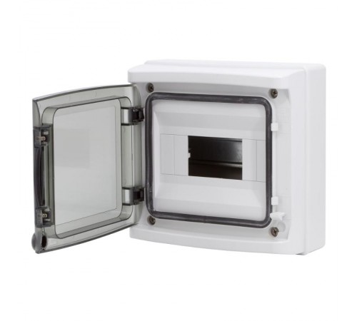 Щиток настенный с дверцей 8 мод.,IP65, серый, с клеммным блоком 63А  RB08W6TGD  DKC