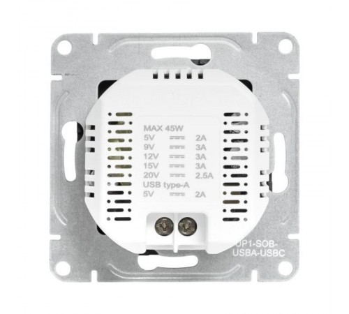 Механизм розетки USB-A+С, чёрный Эпика EKF  UP1-SOB-USBA+USBC  EKF