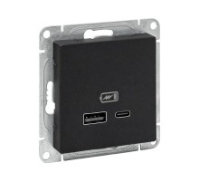 Механизм розетки USB-A+С, чёрный Эпика EKF  UP1-SOB-USBA+USBC  EKF