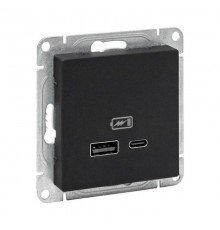 Механизм розетки USB-A+С, чёрный Эпика EKF  UP1-SOB-USBA+USBC  EKF