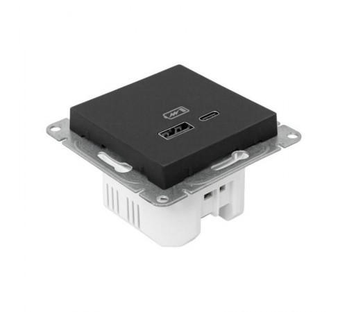 Механизм розетки USB-A+С, чёрный Эпика EKF  UP1-SOB-USBA+USBC  EKF