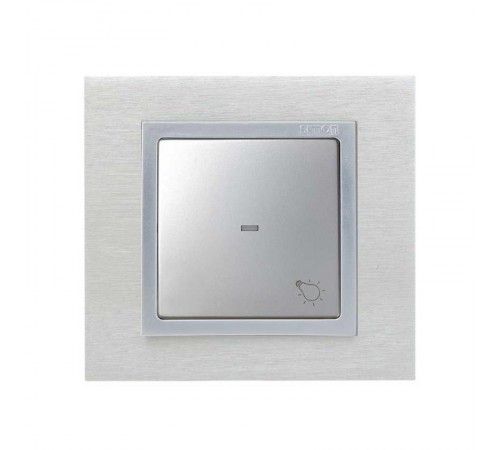 Simon 82 Клавиша с пиктограммой "лампа" для выключателя одноклавишного с подсветкой, S82, S82N, алюминий  8200016-033  Simon