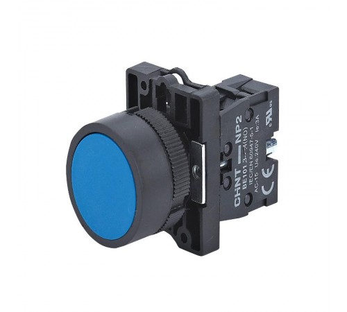 Кнопка управления NP2-EA62 без подсветки синяя 1НЗ, IP40 (R)  575557  CHINT