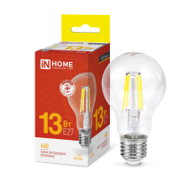 Лампа светодиодная LED-A60-deco 13Вт 230В Е27 3000К 1170Лм прозрачная  4690612035581  IN HOME