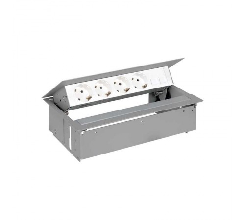 Врезной x5 розеточный блок, планка, 4x2P+E, 2хRJ45, алюминий, S400  45504020-133  Simon