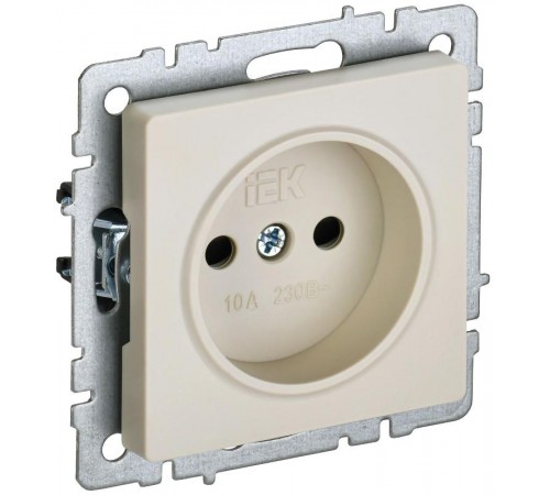 BRITE Розетка без заземления со шторками 10А РСш10-2-БрКр бежевый  BR-R13-10-K10  IEK