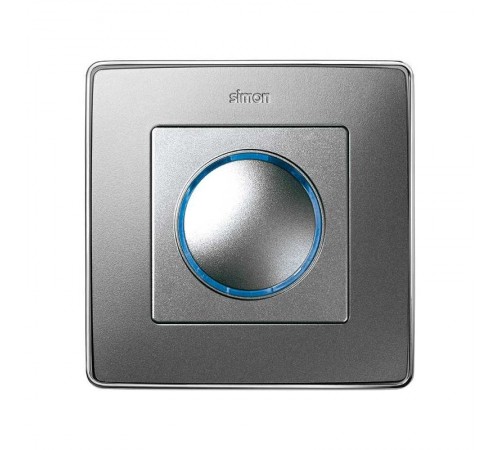 Simon 82 Накладка на на светорегулятор с голубой подсветкой основной, нажимной (проходной), S82 Detail алюмин  82034-93  Simon