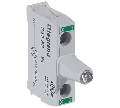 Блок со встроенным светодиодом для головок - Osmoz - для кнопочных постов - 24В~/= - зеленый  024252  Legrand