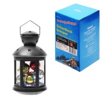 Фонарь с LED гирляндой внутри  ULD-L1220-010/DTB/RGB BLACK  на батарейке 10 диодов  RGB свет режим миганиячерный корпус 12*20 см  UL-00002309  Uniel