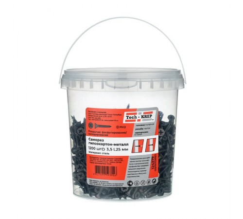 Саморез ШСГМ 3,5х25 (1200 шт) - ведро ( 1,488 кг)  124379  Tech-KREP