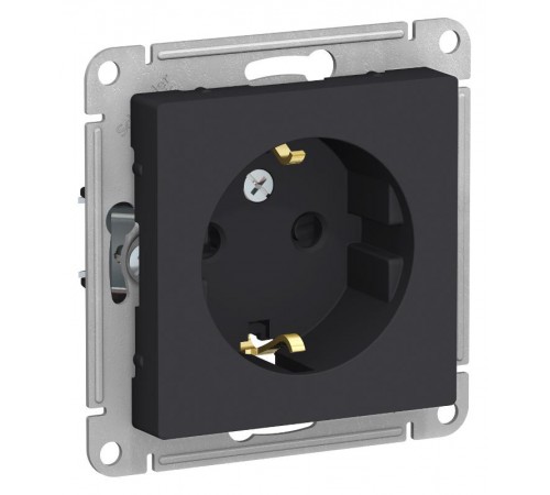 AtlasDesign Карбон Розетка с заземлением со шторками, 16А, механизм  ATN001045  SE