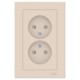 AtlasDesign Бежевый Розетка без заземления двойная, со шторками,16А, (в сборе с рамкой)  ATN000222  SE