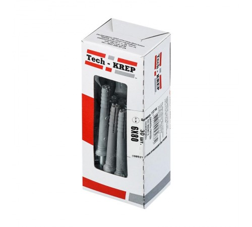 Дюбель-гвоздь 6х80 пот. манжета (полипропилен) (30 шт) - коробка с ок ( 0,21 кг)  112714  Tech-KREP