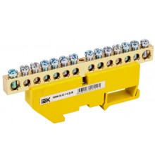 Шина PE "земля" на DIN-изоляторе ШНИ-8х12-14-Д-Ж  YNN10-812-14D-K05  IEK