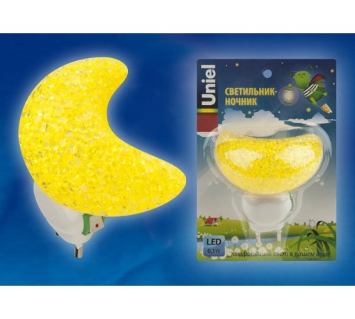 Светильник-ночник DTL-309-Месяц/YELLOW/1LED/01W выключатель на корпусе.  10331  Uniel
