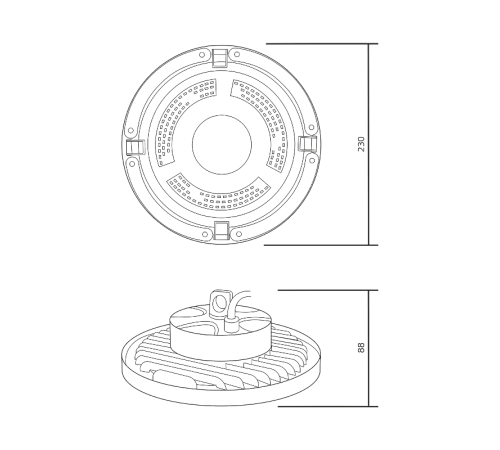 Светильник светодиодный подвесной UFO 100W 12000lm 5000K 175-265V IP65 D230*88мм черный скобка в комплекте  821536300  Gauss