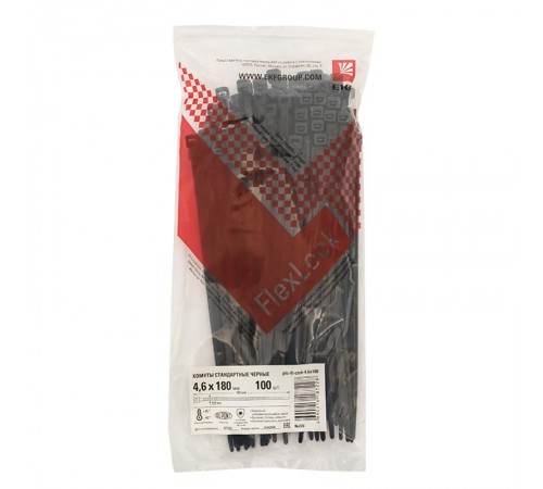 Хомут P6.6 стандартный (ч), 4.6x180 (100шт) FlexLock PROxima  plc-fl-ctsb-4.6x180  EKF