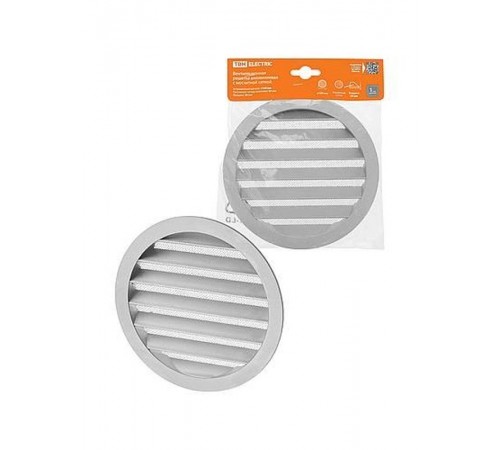 Решетка вентиляционная круглая алюминиевая с москитной сеткой, с фланцем d160, внеш. D185,  SQ1807-0803  TDM