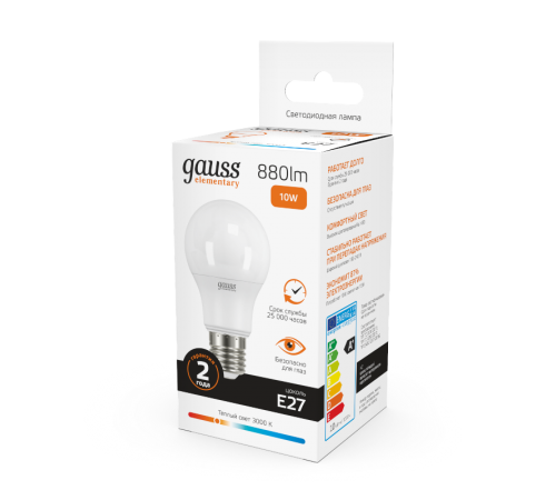 Лампа светодиодная LED 10Вт E27 220В 2700К Elementary A60  23210  Gauss