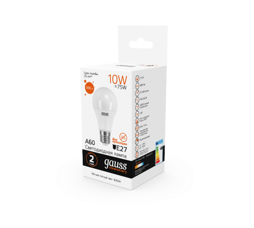 Лампа светодиодная LED 10Вт E27 220В 2700К Elementary A60  23210  Gauss