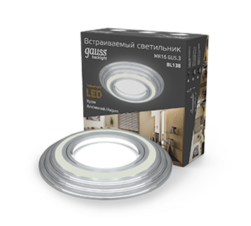 Светильник точечный встраиваемый Backlight BL138 Кругл. Хром. Gu5.3, 3W, LED 3000K  BL138  Gauss