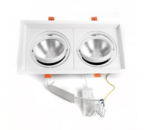 Светильник светодиодный встраиваемый карданный AL202, 2x20W, 3600 Lm, 4000К, 35 градусов, белый  29777  FERON