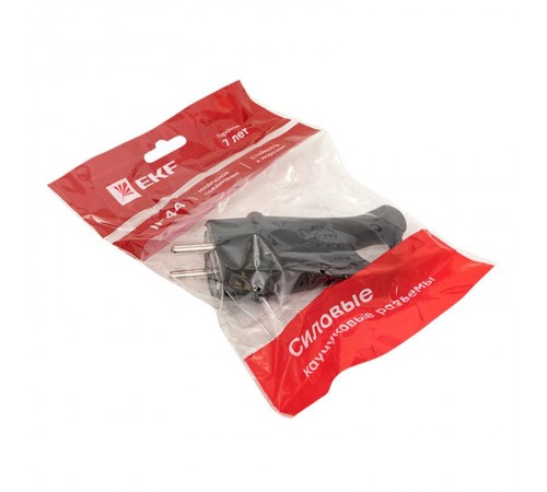 Вилка угловая каучуковая с кольцом 230В 2P+PE 16A IP44 EKF PROxima  RPS-017-16-230-44  EKF