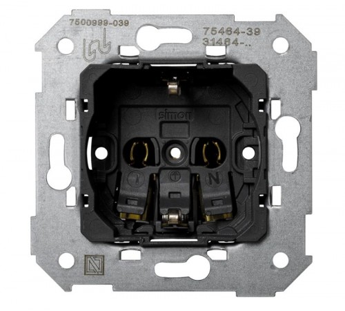 Simon 75 Механизм Розетка двухполюсная с/з Schuko, 16А 250В, безвинтовой зажим, S82, S82N, S88, S82 Detail  75464-39  Simon
