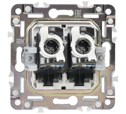 SKANDY Розетка компьютерная 2-местная RJ45 кат.6 SK-K04N никель  SK-K20-2-K50  IEK