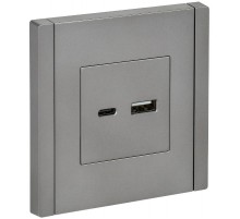 FORTE&PIANO Розетка USB A+C 18Вт FP551 сталь  FP-U22-018-K46  IEK