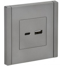 FORTE&PIANO Розетка USB A+C 18Вт FP551 сталь  FP-U22-018-K46  IEK