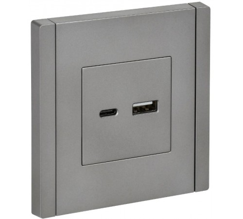 FORTE&PIANO Розетка USB A+C 18Вт FP551 сталь  FP-U22-018-K46  IEK