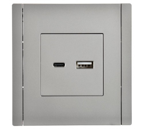 FORTE&PIANO Розетка USB A+C 18Вт FP551 сталь  FP-U22-018-K46  IEK