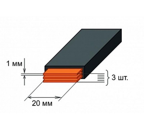 Шина медная гибкая изолированная ШМГ 3х(20x1мм) 2м.   SQ0828-0003  TDM