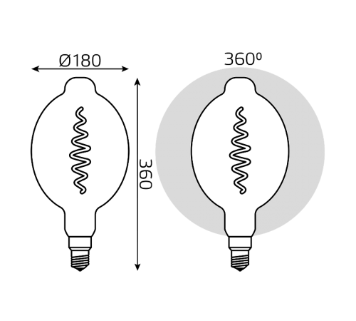 Лампа светодиодная LED Filament BT180 E27 8.5W Gray 165lm 1800K 1/2  152802005  Gauss