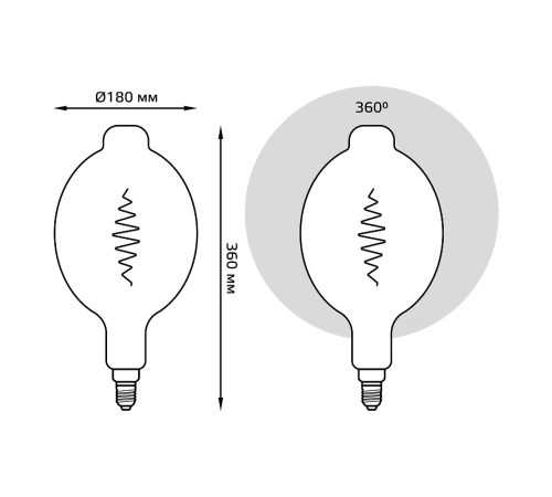 Лампа светодиодная LED Filament BT180 E27 8.5W Gray 165lm 1800K 1/2  152802005  Gauss