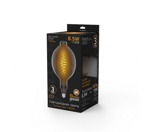 Лампа светодиодная LED Filament BT180 E27 8.5W Gray 165lm 1800K 1/2  152802005  Gauss