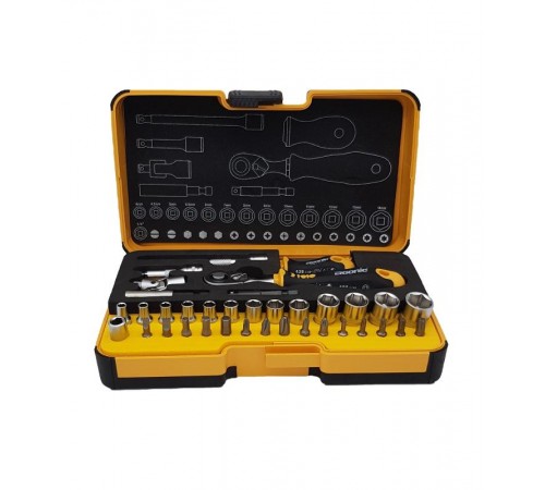 Набор головок и бит с трещоткой и рукояткой ERGONIC в кейсе, 36 шт  05783616  Felo