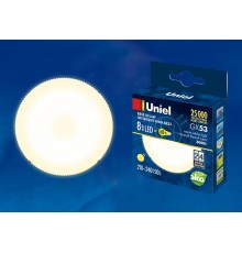 Лампа светодиодная LED-GX53-8W/WW/GX53/FR PLZ01WH LED, матовая. .  UL-00001672  Uniel