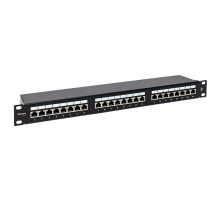 Патч-панель TERACOM CS 19'' Cat.6 1U полный экран STP 24 порта RJ-45 Dual IDC с органайзеромTRCS-PPNL-6STP-1U24EKF