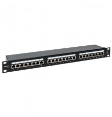 Патч-панель TERACOM CS 19'' Cat.6 1U полный экран STP 24 порта RJ-45 Dual IDC с органайзеромTRCS-PPNL-6STP-1U24EKF