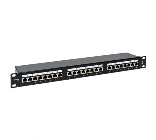 Патч-панель TERACOM CS 19'' Cat.6 1U полный экран STP 24 порта RJ-45 Dual IDC с органайзеромTRCS-PPNL-6STP-1U24EKF