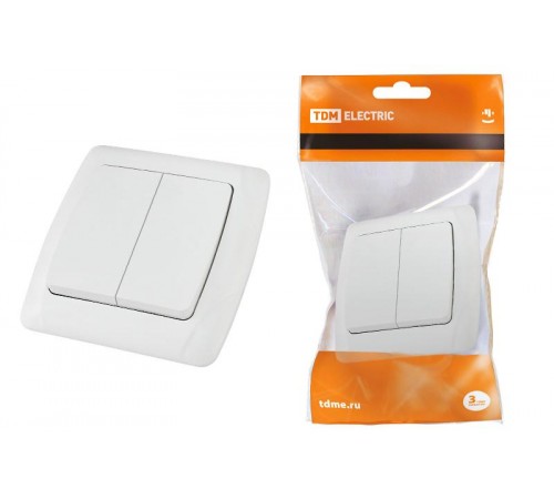 Выключатель 2 кл. 10А белый "Онега"   SQ1805-0002  TDM