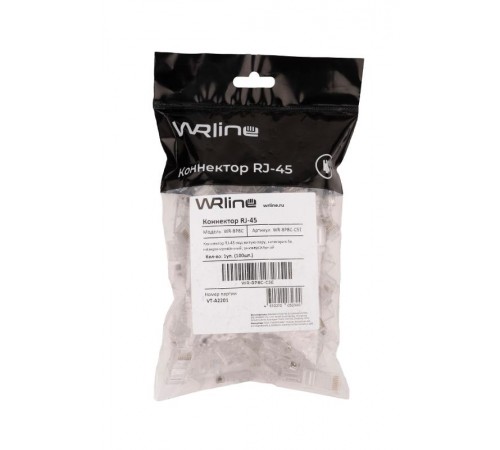 WR-8P8C-C5E Коннектор RJ-45 под витую пару, кат., 5e, неэкран.,, универсальный (100 шт в упак.)  505227  WRLine